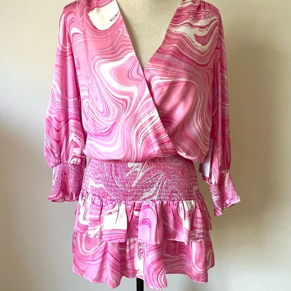 Amanda Uprichard Amber Dress in Pink Swirl - Picture 2 of 6